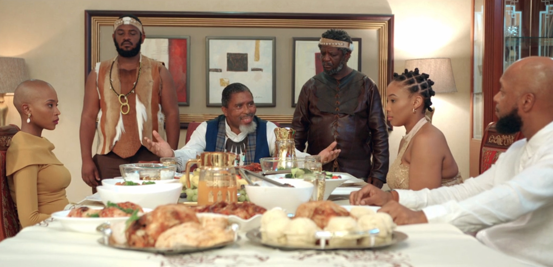 The Montsho family at a dinner table